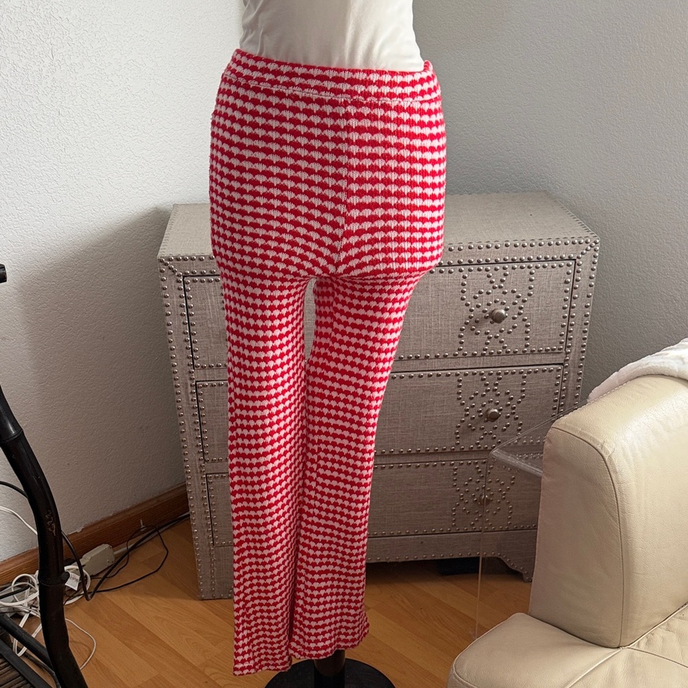 Zara Red Houndstooth Women's knit Pants
